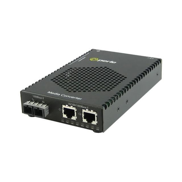 Perle S-1110DP-S2SC40 Gigabit Media Converter with PoE – Dual RJ-45 to SC 40 km