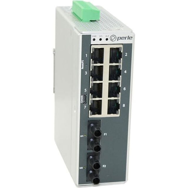 Perle IDS-710-T2SD10-XT Industrial Managed Ethernet Switch, 10-Port, ST, Single-Mode [10 km]