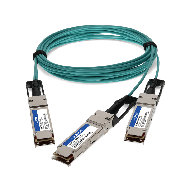 AddOn Mellanox® MFS1S50-H003V Compatible TAA 200G QSFP56 to 2xQSFP56 Infiniband HDR Active Optical Cable (850nm, MMF, 3m, LSZH)