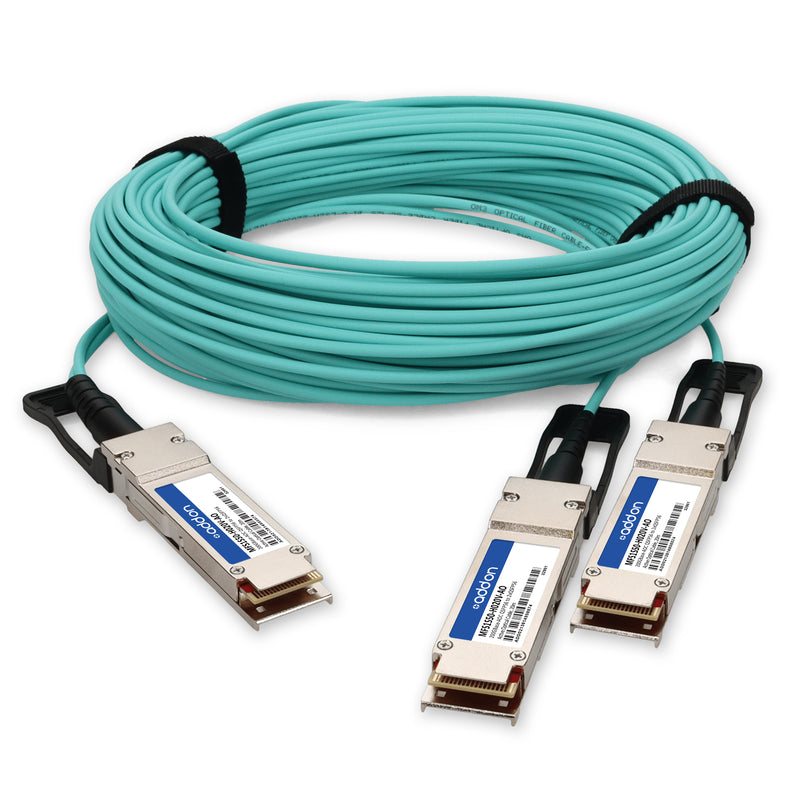 AddOn Mellanox® MFS1S50-H020V Compatible TAA 200G QSFP56 to 2xQSFP56 InfiniBand HDR Active Optical Cable (850nm, MMF, 20m, LSZH)