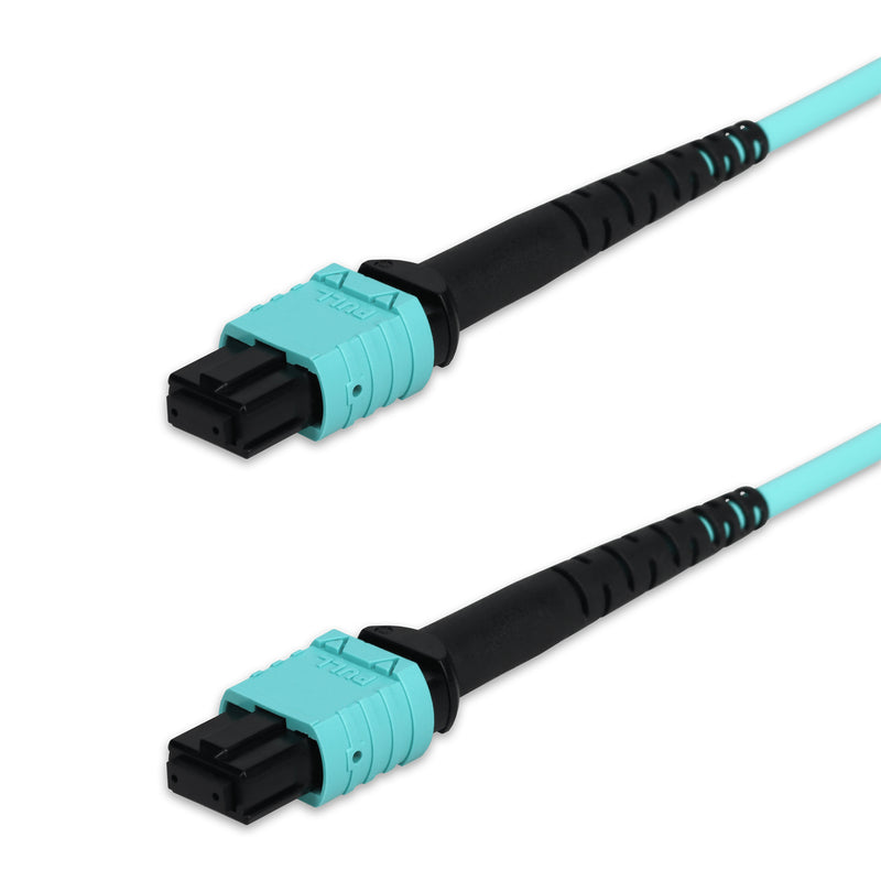 AddOn 100m MPO/UPC to MPO/UPC Aqua OM4 12-Strand MMF Fiber Patch Cable (Riser-Rated, OFNR)