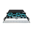 Eaton Tripp Lite N48S-4M3X8M-10 Preloaded Slack-Free Fiber Panel, 1U, 4 x (3 x 8F MTP/MPO-APC Female-to-Female) 24-Fiber Trunk Cables, OS2 Singlemode, 10 m