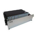 Eaton Tripp Lite N48S-64M8L4-03 Preloaded Slack-Free Fiber Patch Panel, 3U, 64 x 12F MTP/MPO-APC to 4 x LC Duplex, OS2, 3 m