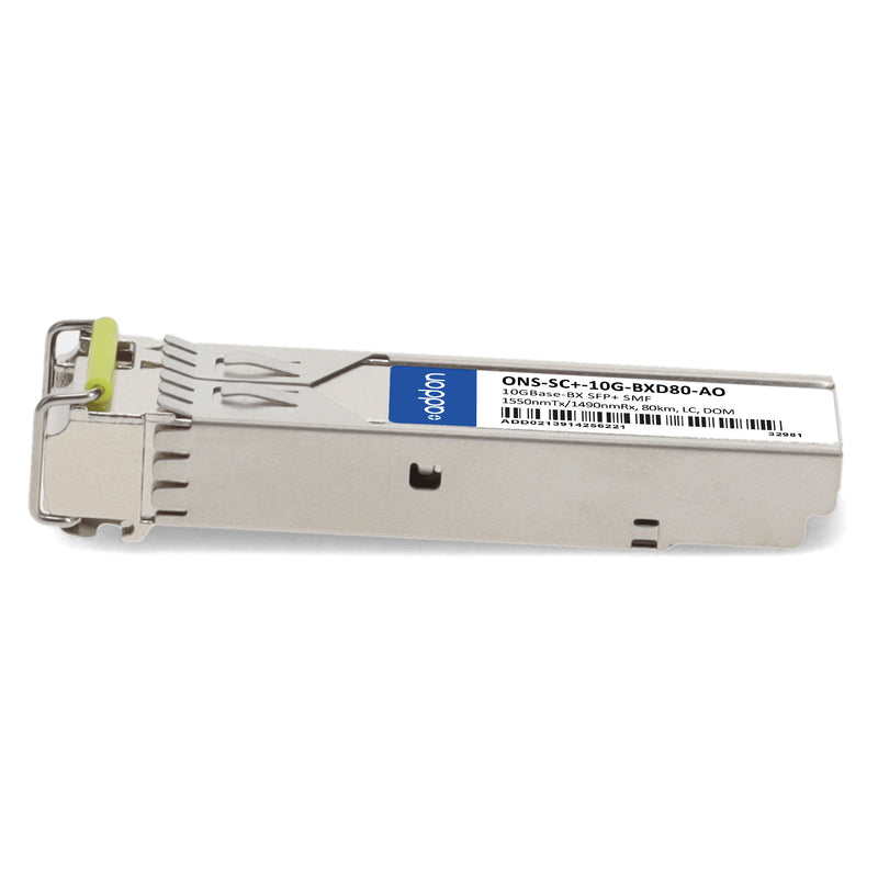 AddOn Cisco® ONS-SC+-10G-BXD80 Compatible TAA 10GBase-BX SFP+ Transceiver (SMF, 1550nmTx/1490nmRx, 80km, LC, DOM)