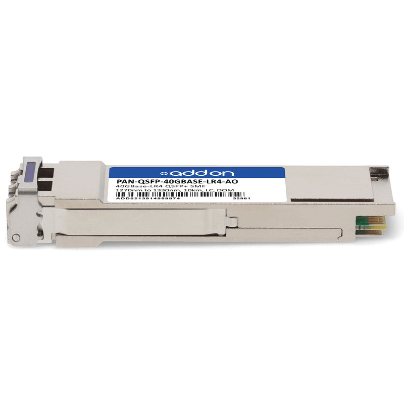 AddOn Palo Alto Networks® PAN-QSFP-40GBASE-LR4 Compatible TAA 40GBase-LR4 QSFP+ Transceiver (SMF, 1270nm–1330nm, 10km, LC, DOM)