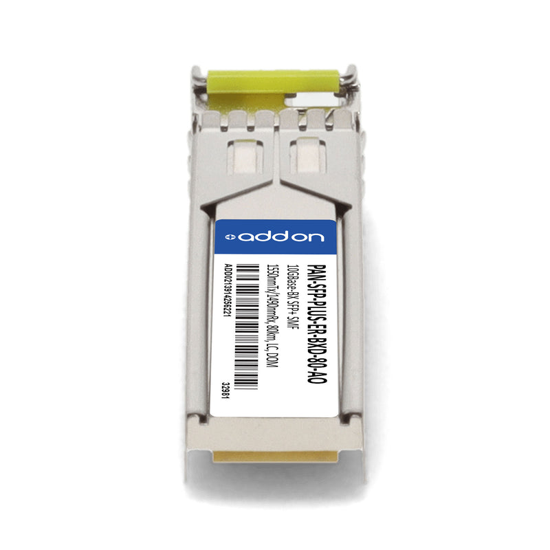 AddOn Palo Alto Networks® Compatible TAA Compliant 10GBase-BX SFP+ ER Transceiver (SMF, 1550nmTx/1490nmRx, 80km, LC, DOM)