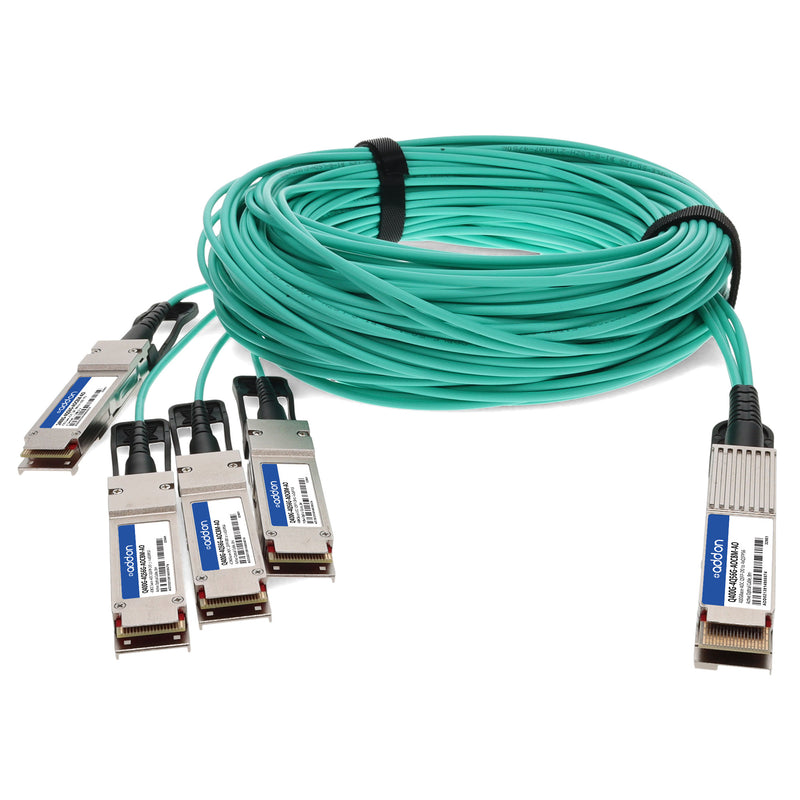 AddOn 400GBase-AOC QSFP-DD to 4xQSFP56 PAM4 Active Optical Cable (850nm, MMF, 8m, TAA, MSA Compliant)