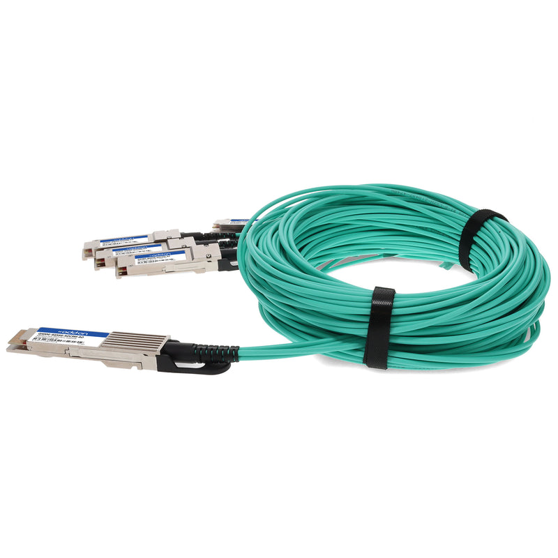 AddOn 400GBase-AOC QSFP-DD to 4xQSFP56 PAM4 Active Optical Cable (850nm, MMF, 9m, TAA, MSA, CMIS 4.0)