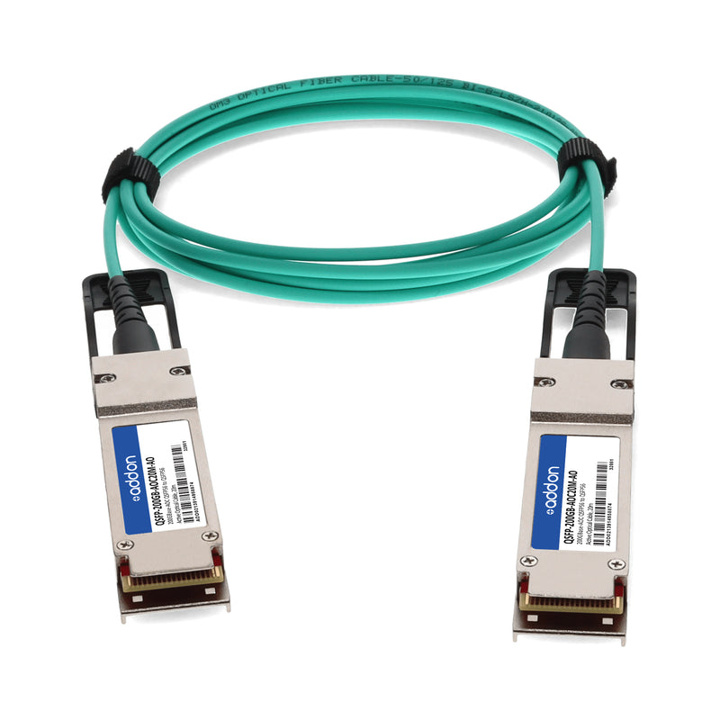 AddOn MSA & TAA 200GBase-AOC QSFP56 to QSFP56 Active Optical Cable (850nm, MMF, 20m, PAM4, LSZH)