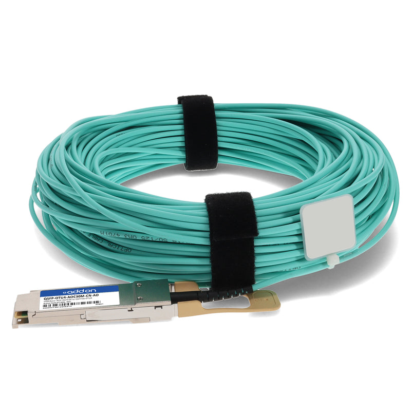 AddOn Ciena® Compatible QSFP-OTU4-AOC30M-CN-AO 100GBase-OTU4 QSFP28 to QSFP28 Active Optical Cable (850nm, MMF, 30m, TAA)