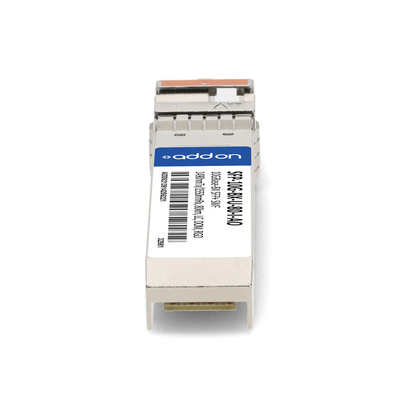 AddOn Cisco® SFP-10G-BX-U-80-I Compatible TAA 10GBase-BX SFP+ Transceiver (SMF, 1490nmTx/1550nmRx, 80km, LC, DOM, -40 to 85°C)