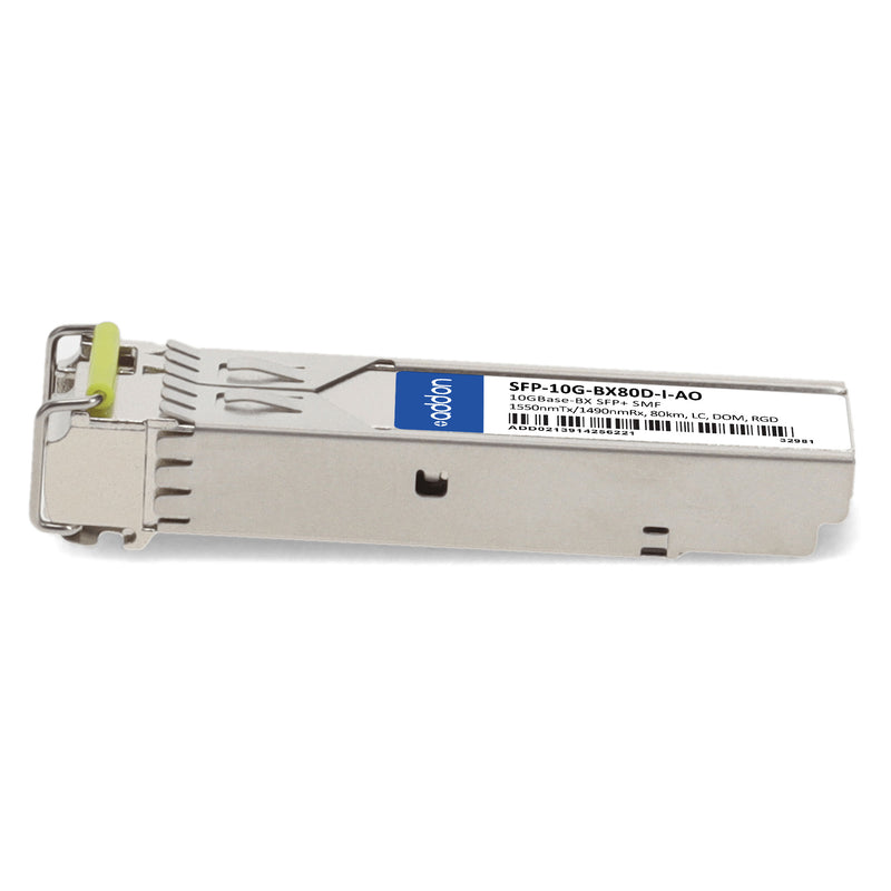AddOn Cisco® SFP-10G-BX80D-I Compatible TAA 10GBase-BX SFP+ Transceiver (SMF, 1550nmTx/1490nmRx, 80km, LC, DOM, -40 to 85°C)