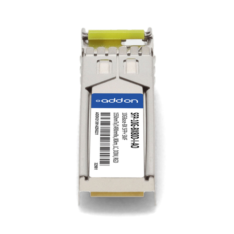 AddOn Cisco® SFP-10G-BX80D-I Compatible TAA 10GBase-BX SFP+ Transceiver (SMF, 1550nmTx/1490nmRx, 80km, LC, DOM, -40 to 85°C)