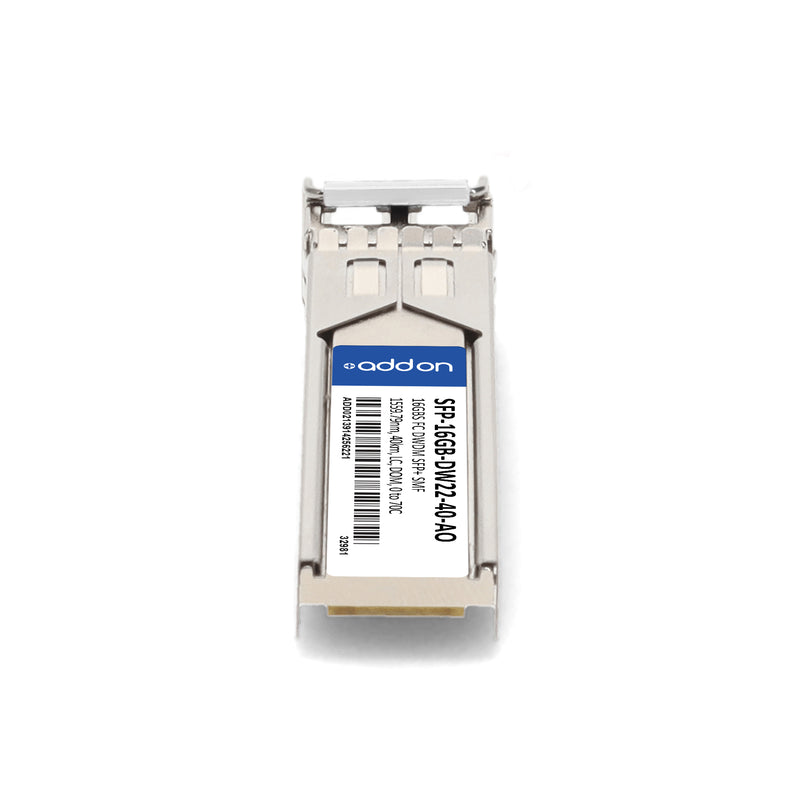 AddOn 16GBase-DWDM FC SFP+ Transceiver Channel DW22 1559.79nm 40km LC DOM TAA – SFP-16GB-DW22-40-AO