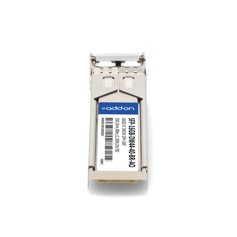 AddOn Brocade® Compatible TAA 16GBase-DWDM SFP+ Transceiver (DW44, 1542.14nm, 40km, LC, DOM, 0–70°C, SMF) – SFP-16GB-DW44-40-BR-AO