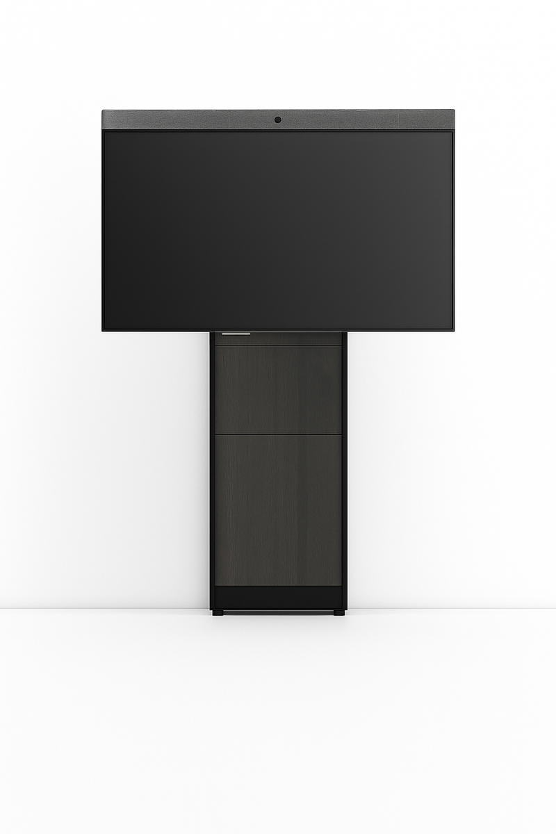 Salamander Designs STR170/MS50/FH1/WG/BK Strut70 Single Mount Wall Stand for MS Hub 50 – Gray Walnut Front, Black Trim