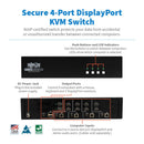 Eaton Tripp Lite 4-Port Dual-Monitor Secure DisplayPort KVM Switch – NIAP PP4.0 Certified (B002-DP2A4-N4)