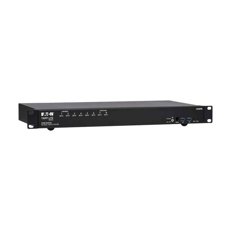Eaton B024-H4U08 8-Port 4K HDMI/USB KVM Switch with USB 3.2 Hub, 1U Rackmount, TAA-Compliant