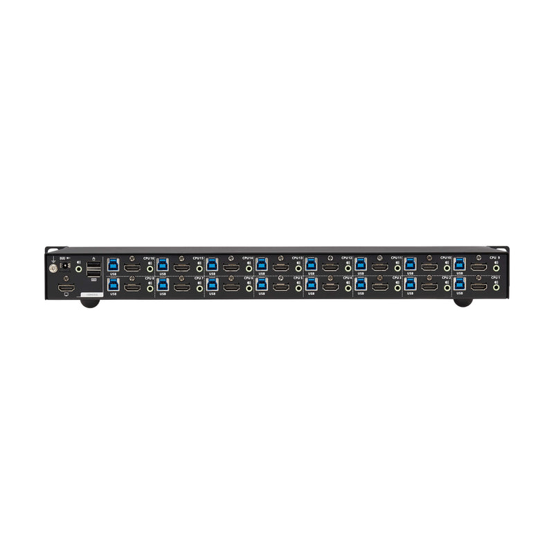 Eaton B024-H4U16 16-Port 4K HDMI/USB KVM Switch with 2-Port USB 3.2 Hub, 1U Rack-Mount, TAA Compliant