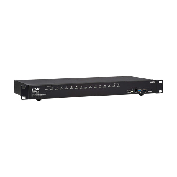 Eaton B024-H4U16 16-Port 4K HDMI/USB KVM Switch with 2-Port USB 3.2 Hub, 1U Rack-Mount, TAA Compliant