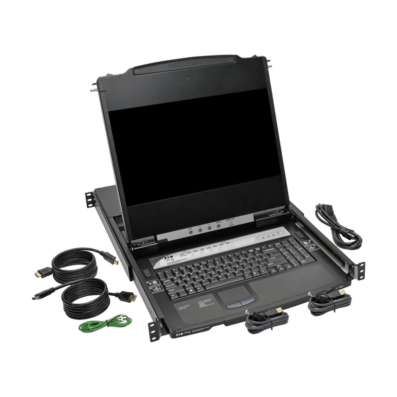 Tripp Lite B030-008-17-IP NetDirector 8-Port 1U Rack-Mount Console HDMI KVM Switch with 17" LCD and IP Remote Access, Dual Rail, TAA-Compliant