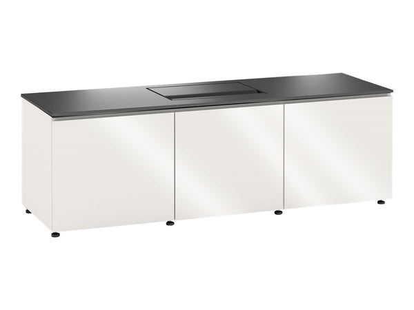 Salamander Designs Miami Credenza Cabinet – For Dell Advanced 4K Laser S718QL, Aluminum, Black/White, Floor-Standing