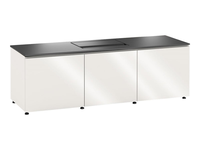 Salamander Designs Miami Credenza Cabinet – For Dell Advanced 4K Laser S718QL, Aluminum, Black/White, Floor-Standing