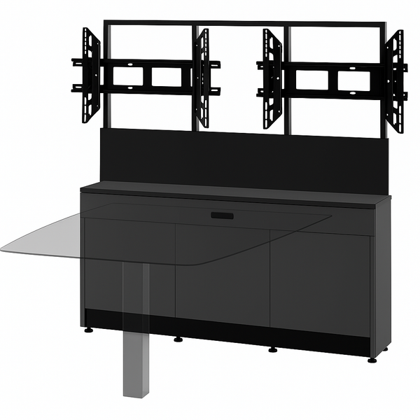 Salamander Designs Unifi Huddle™ Dual Display Cabinet – Siena, Black Oak Veneer, Satin Nickel Finish