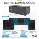 Secure 4-Port Quad-Head DisplayPort/HDMI/DVI KVM Switch with Audio and CAC (CK4-HPD404C)