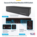 StarTech 8-Port Secure Pro Dual-Monitor DisplayPort KVM Switch with Audio and CAC (CK4-P208C)