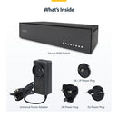 StarTech 8-Port Secure Pro Dual-Monitor DisplayPort KVM Switch with Audio and CAC (CK4-P208C)
