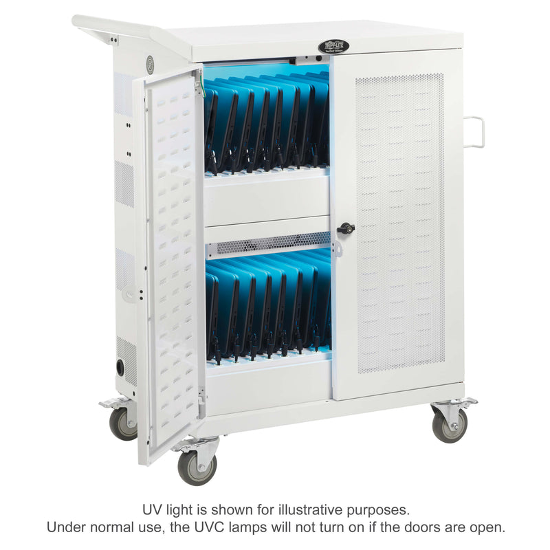 Eaton Tripp Lite Safe-IT 32-Device UV Charging Cart, Hospital-Grade, White