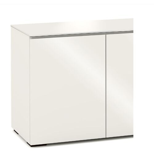 Salamander D2/347BM2/MM/GW/WH – Miami 4-Bay Dual Monitor Credenza, Gloss Warm White Doors, White Solid Surface