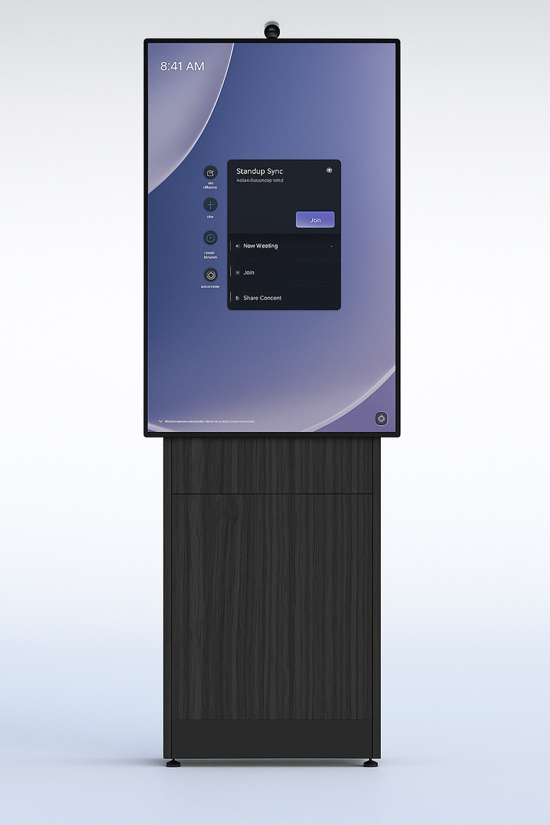 Salamander Strut 170 Fixed Stand for 85" Interactive Flat Panel – Black Oak