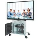 AVTEQ ELT-2100S-B Single Display Floor Stand with 10RU Rack & Powered Speakers