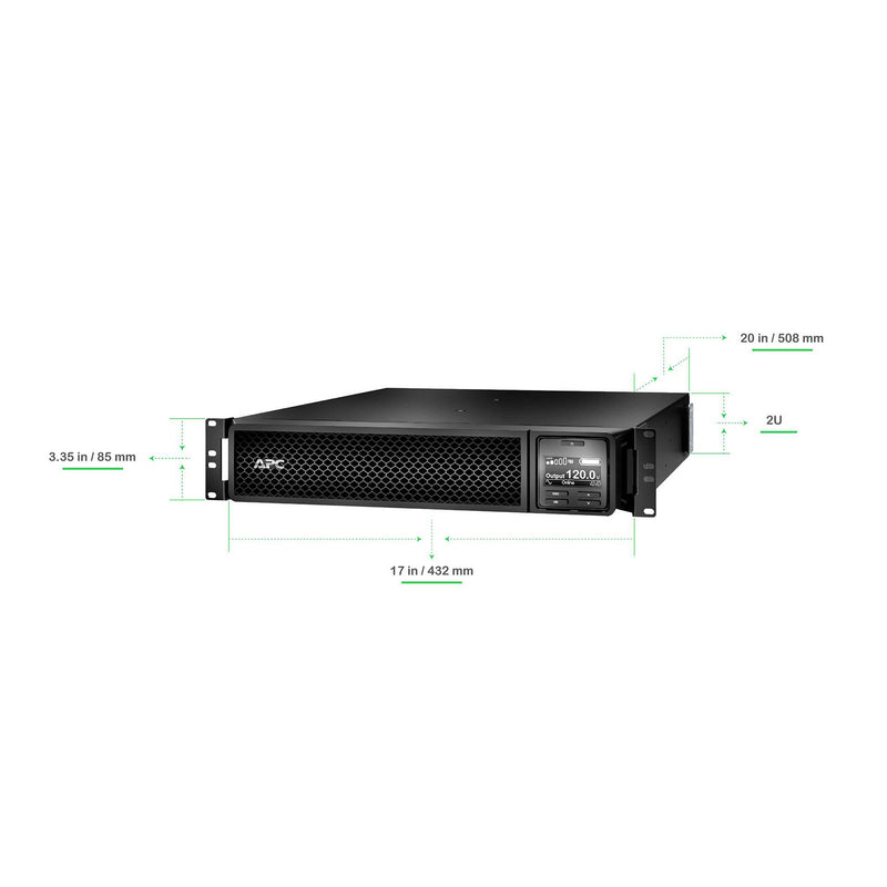 APC Smart-UPS On-Line SRT1000RMXLA – 1000VA/900W, 120V, Rackmount 2U, Network Card, Extended Runtime