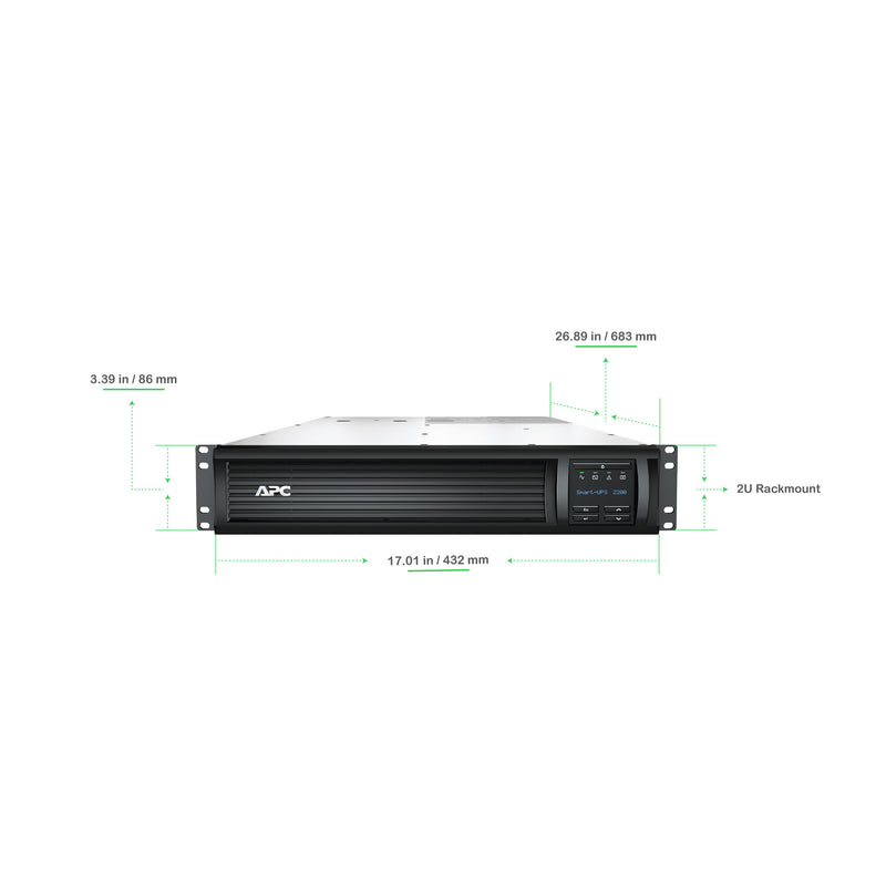 APC Smart-UPS, 2200VA, Rackmount 2U, 120V, 6x 5-15R + 2x 5-20R, AVR, LCD