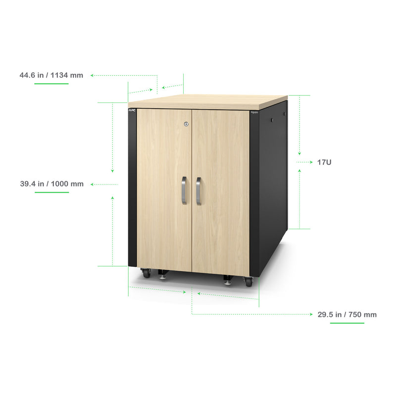 APC NetShelter AR4017A Soundproof 17U Server Rack Enclosure, 120V, Maple Finish, TAA Compliant