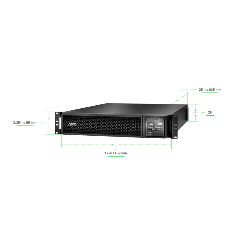 APC Smart-UPS On-Line 3kVA 2U Rackmount UPS, 208V, NEMA Outlets, Network Card, Rail Kit