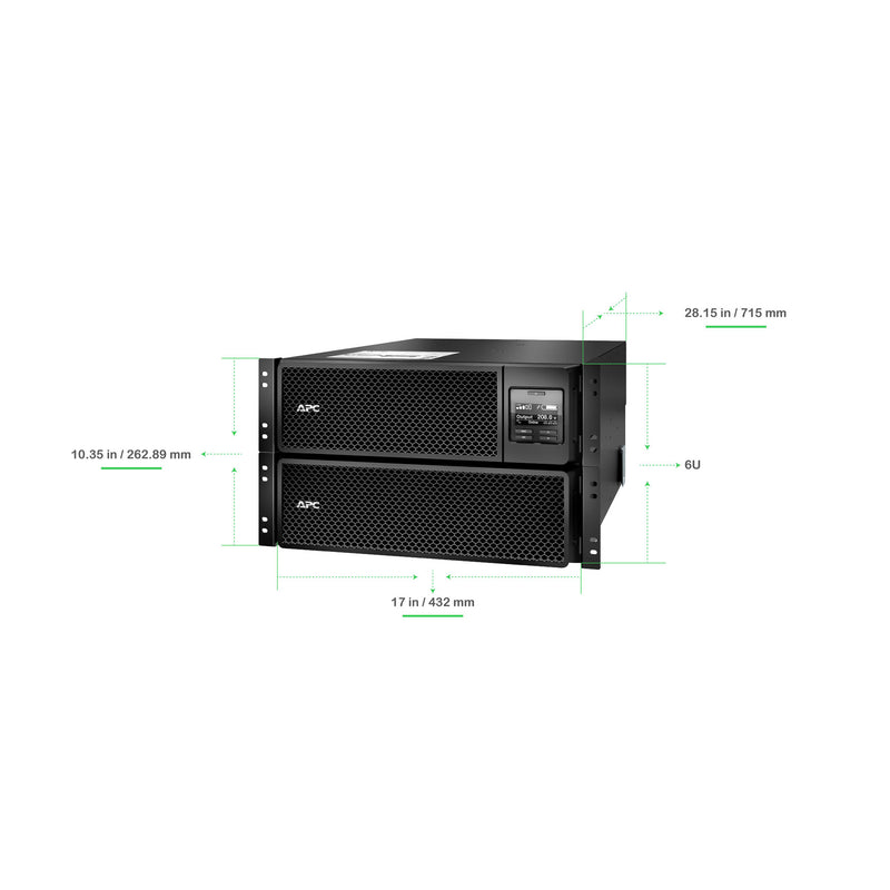 APC Smart-UPS SRT 10kVA/10kW, Rackmount 6U, 208V, Network Card, Rail Kit