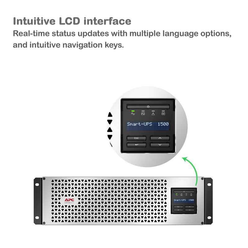 APC Smart-UPS SMTL1500RM3UCNC, 1500VA, 120V, Lithium-ion, 3U Rackmount, Short Depth, SmartConnect+NMC