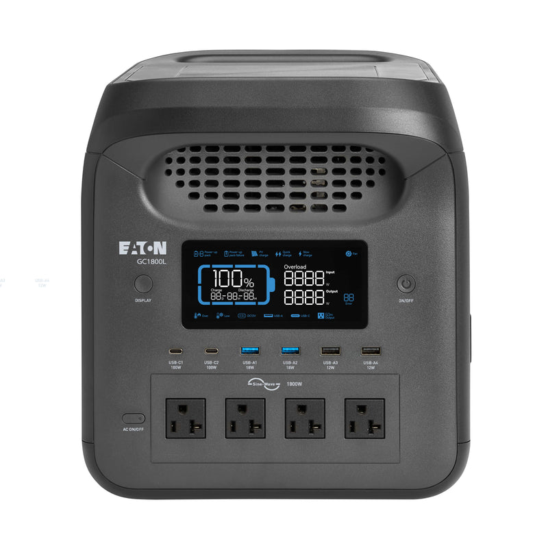 Eaton Tripp Lite GC1800L Portable Power Station – 1800W LiFePO4 Battery with AC/DC/USB-C Outputs