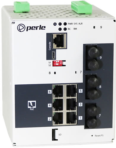 Perle IDS-509G3PP6-T2MD05-SD160 Industrial Managed 9-Port PoE+ Switch