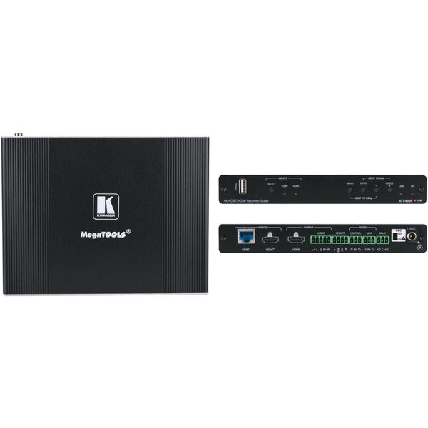 4K AutoSwitcher/Scaler Kit over LongReach HDBaseT  with white USD size wallplate frame KRAMER