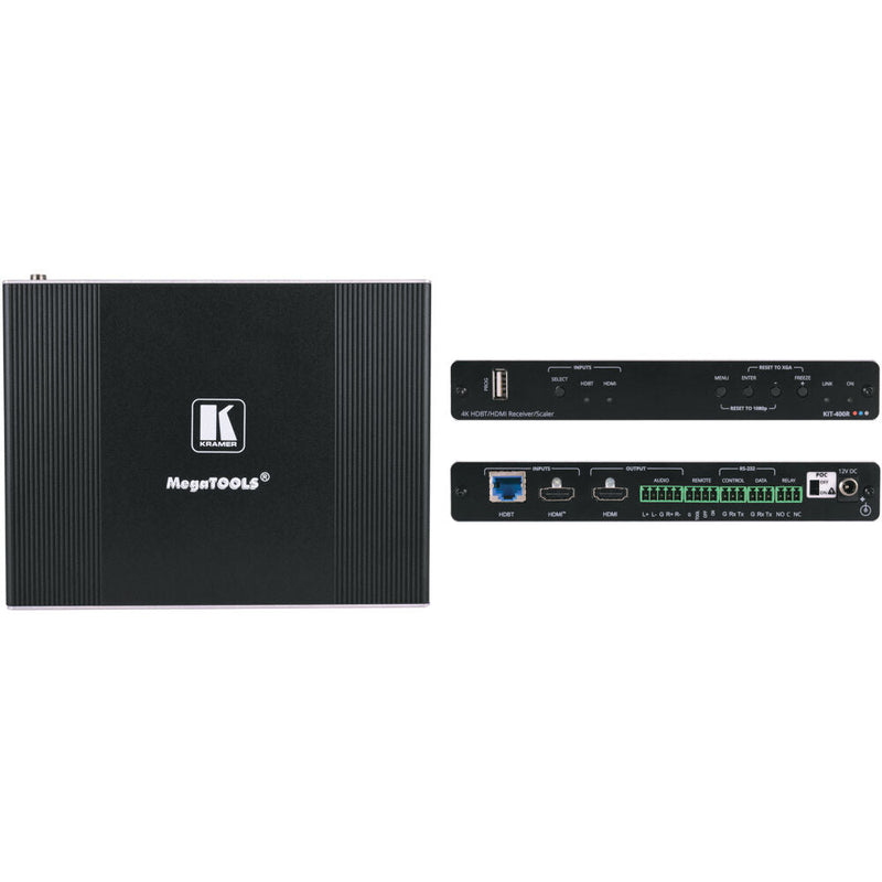 4K AutoSwitcher/Scaler Kit over LongReach HDBaseT  with white USD size wallplate frame KRAMER