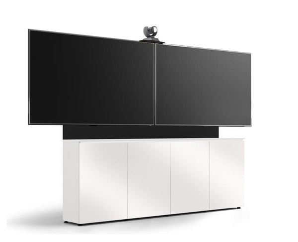 Salamander Miami 4-Bay Dual-Monitor Low-Profile Wall Cabinet, White