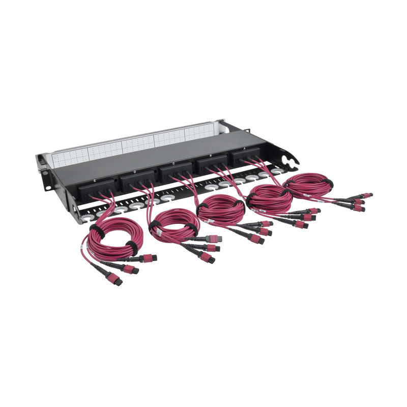 Eaton Tripp Lite N48K-15M8L60-B 1U OM4 Fiber Breakout Patch Panel, 40/100Gb to 10/25Gb, 60 LC Duplex Ports