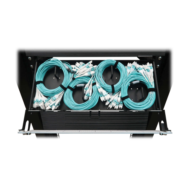 Eaton N48M-4L16L-10 Preloaded 1U Fiber Panel, 4×(8× LC Duplex) 16F OM4 Multimode, 10m