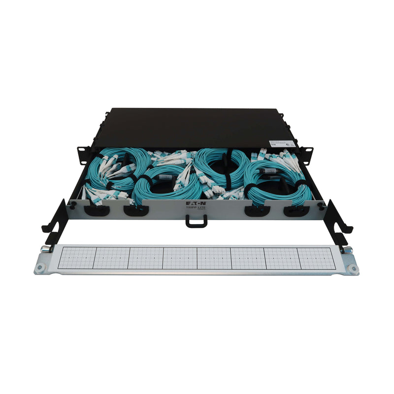 Eaton N48M-4L16L-10 Preloaded 1U Fiber Panel, 4×(8× LC Duplex) 16F OM4 Multimode, 10m