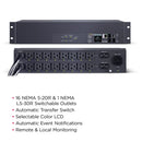 CyberPower Switched ATS Rackmount PDU with SNMP Remote Monitoring, 30A 120V, 17 Outlets (PDU44003)